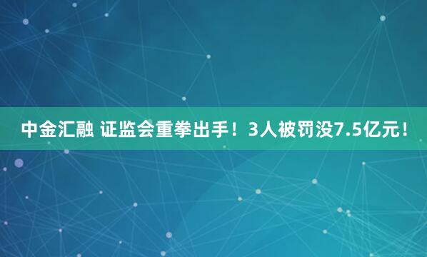 中金汇融 证监会重拳出手！3人被罚没7.5亿元！