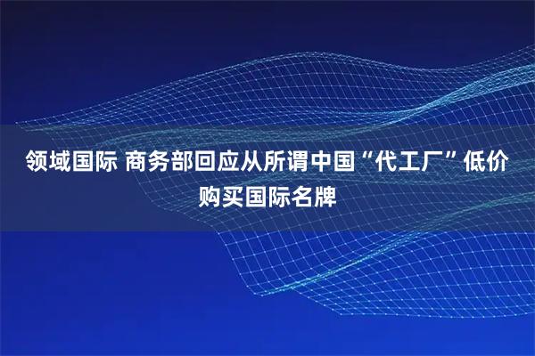 领域国际 商务部回应从所谓中国“代工厂”低价购买国际名牌